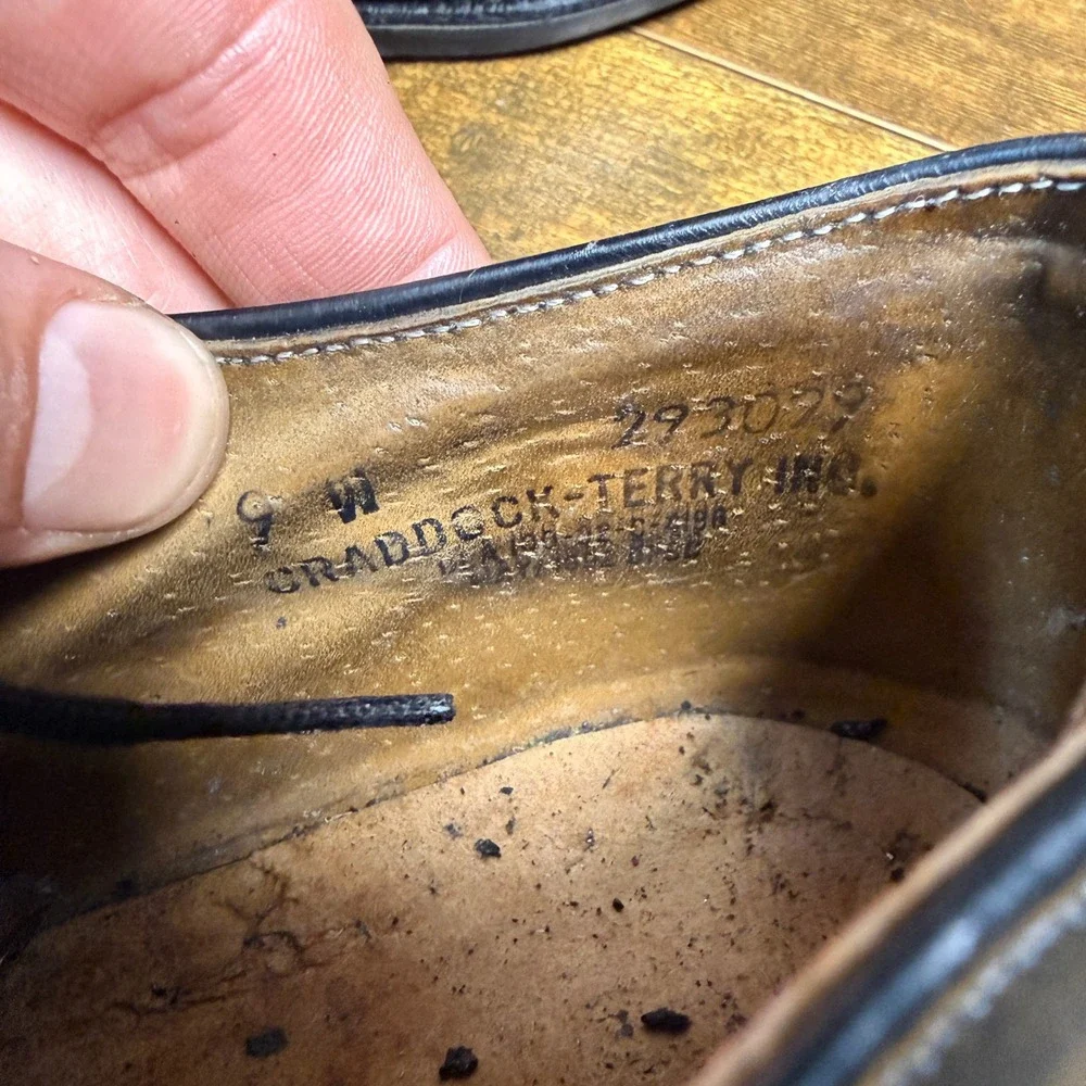 Vtg Craddock-Terry Military Uniform 293099 Black Leather Derby Shoes Mens 9 W
